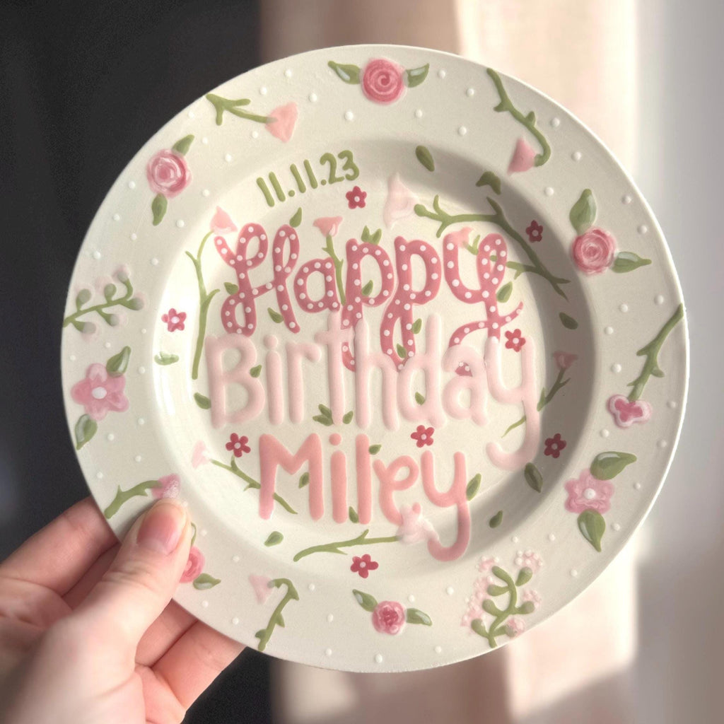 Custom Keepsake Plate for Baby’s First Birthday – Personalized Name & Date