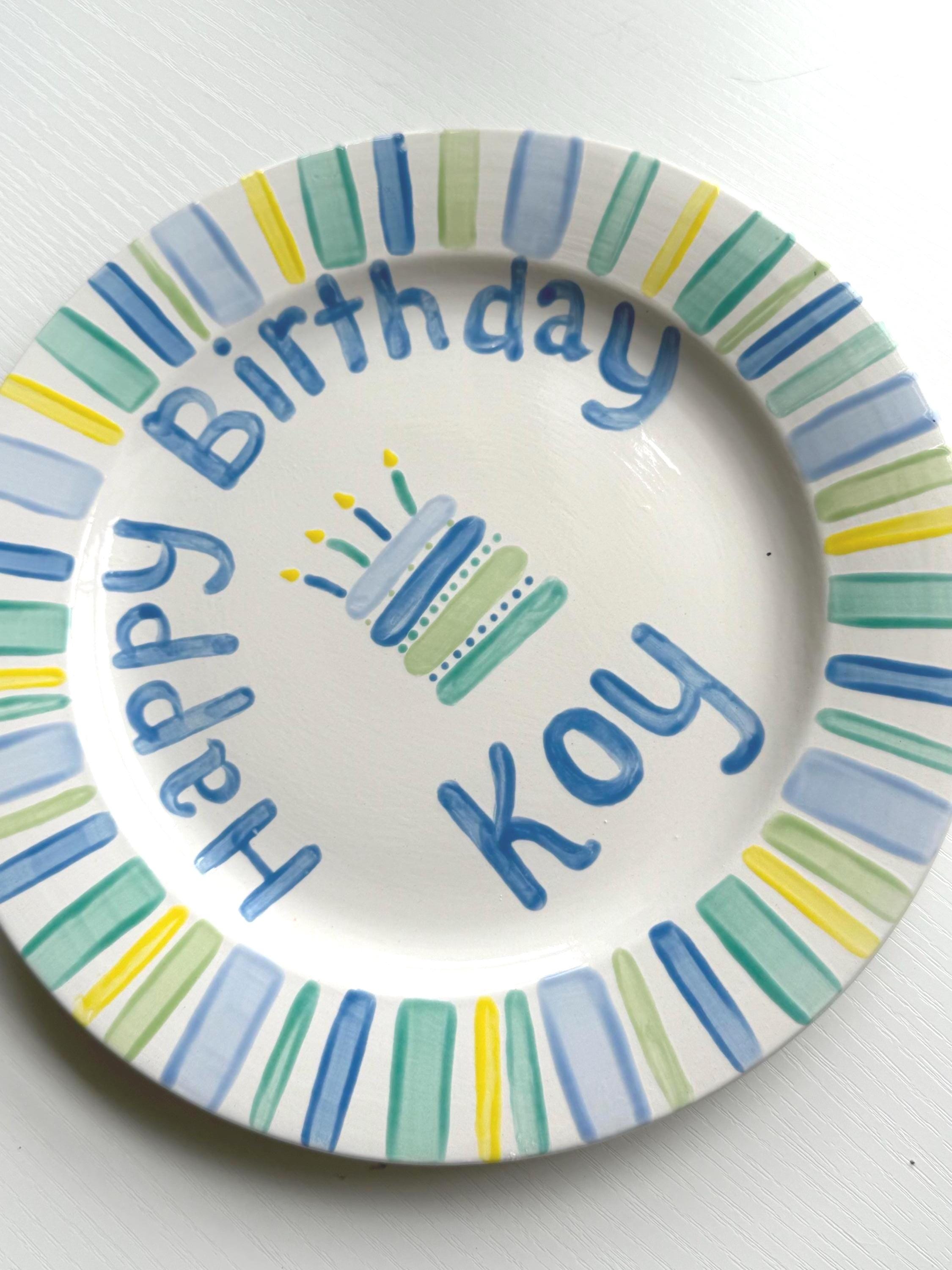 Personalized Baby Keepsake Plate: Hand-Painted Ceramic First Birthday Gift