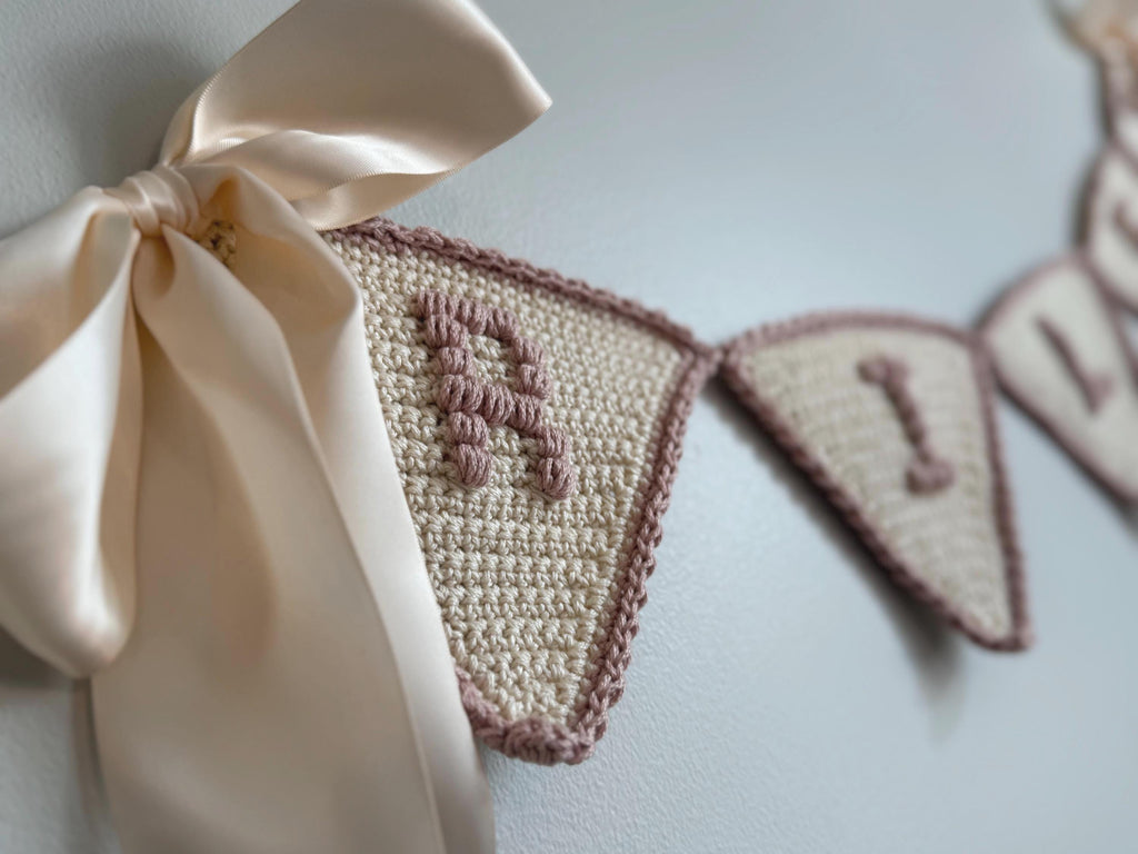 Keepsake Baby Name Banner: Custom Nursery Decor with Satin Ribbon