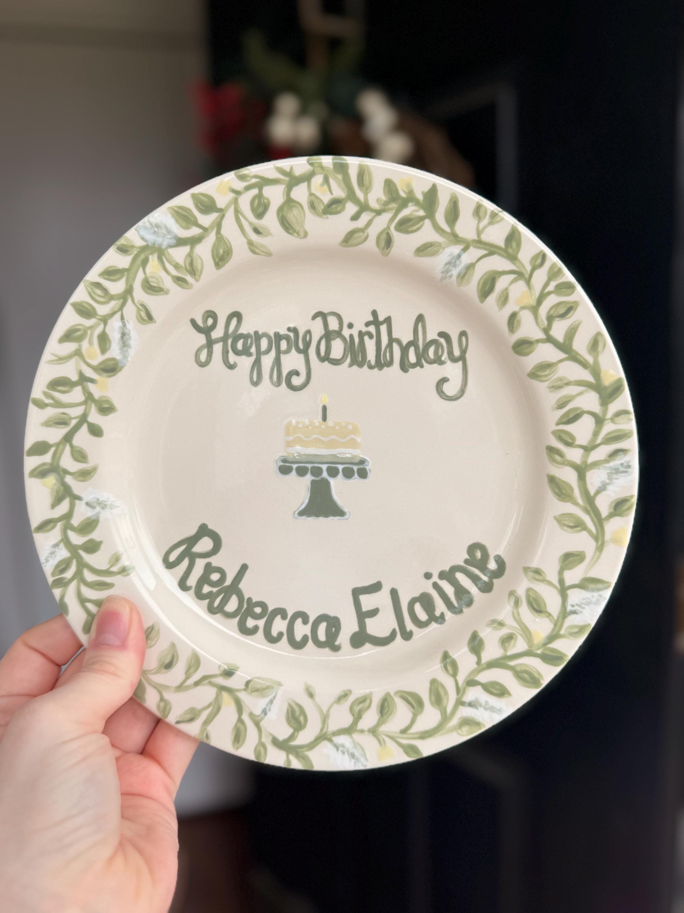 Personalized Birthday Plate: Hand-Painted Floral First Birthday Keepsake