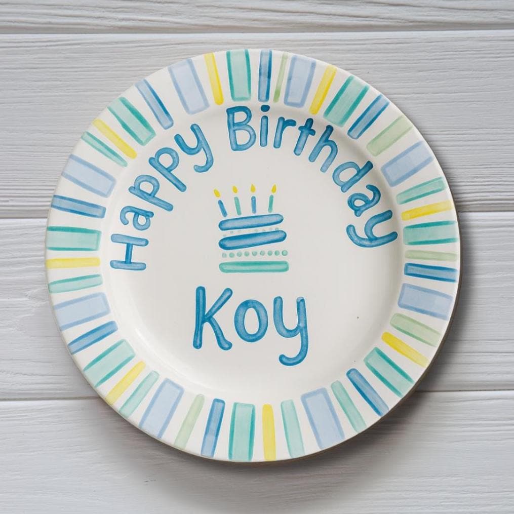 Personalized Baby Keepsake Plate: Hand-Painted Ceramic First Birthday Gift