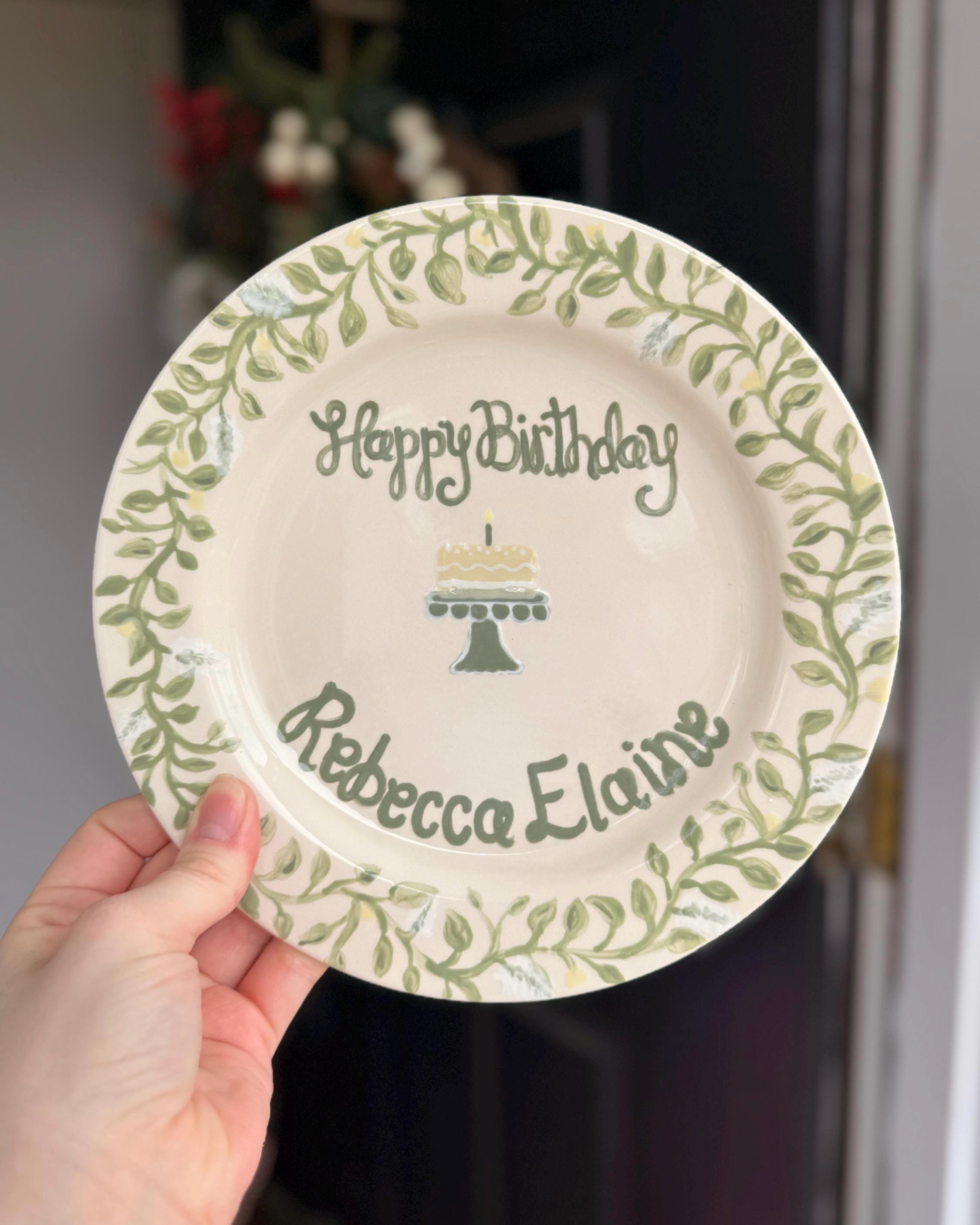 Personalized First Birthday Plate: Hand-Painted Floral Ceramic Keepsake