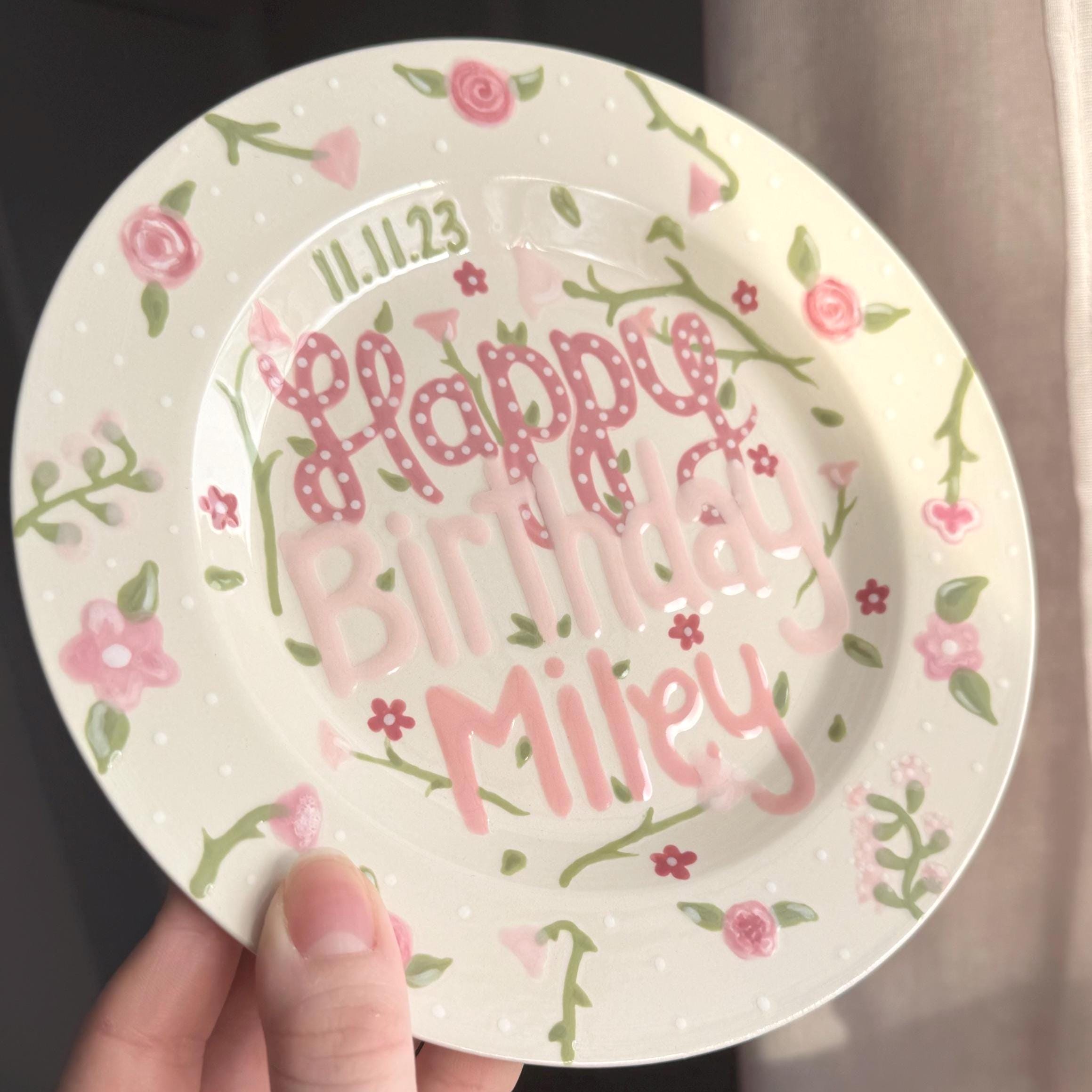 Custom Keepsake Plate for Baby’s First Birthday – Personalized Name & Date