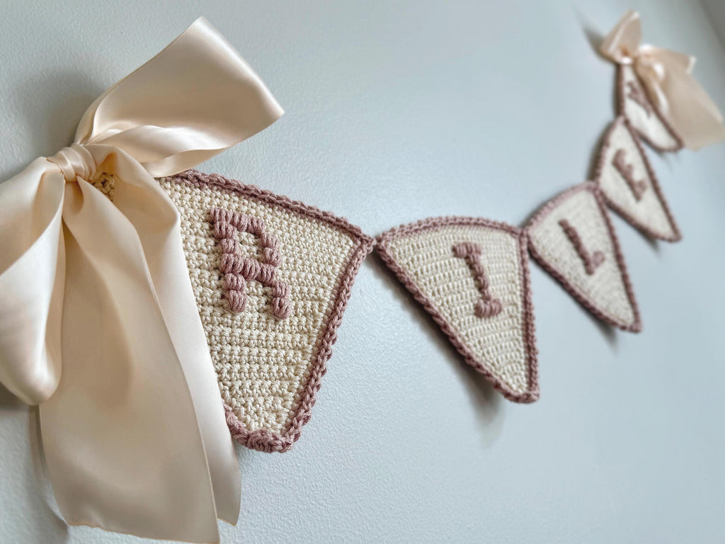 Keepsake Baby Name Banner: Custom Nursery Decor with Satin Ribbon