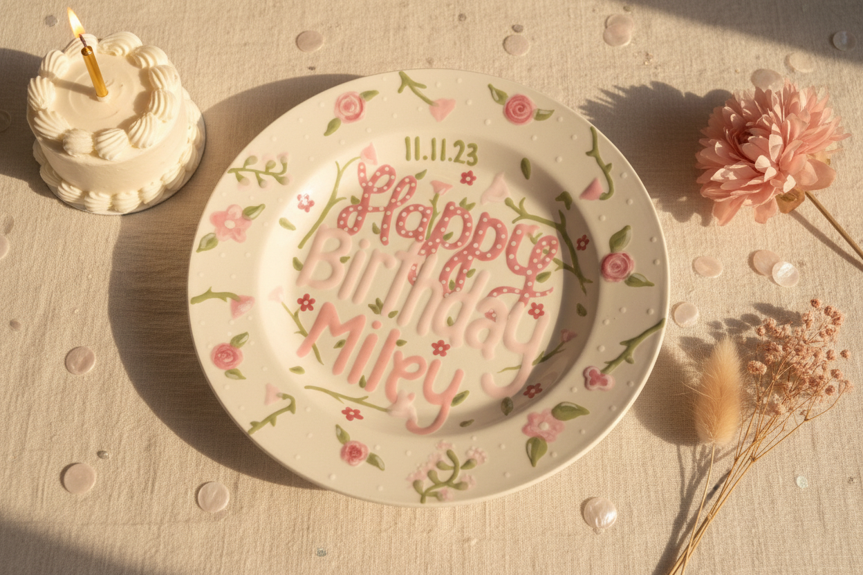 Custom Keepsake Plate for Baby’s First Birthday – Personalized Name & Date