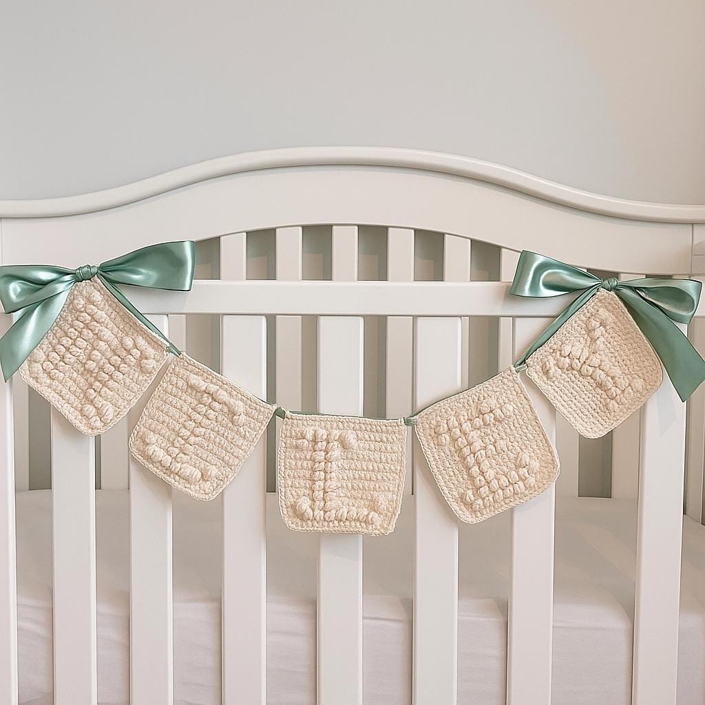 Handmade Baby Name Banner: Personalized Nursery Decor, Satin Ribbon