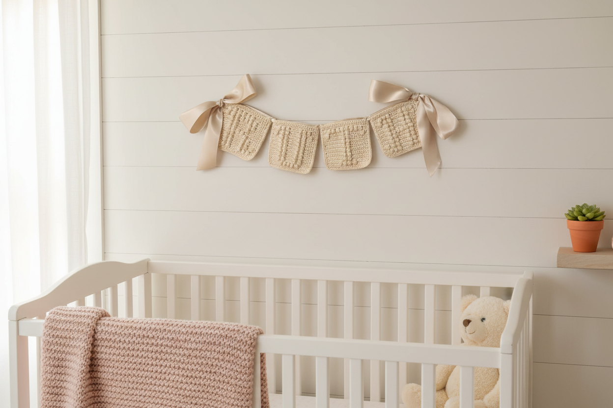 Personalized Name Banner: Handmade New Baby Nursery Decor for Girls