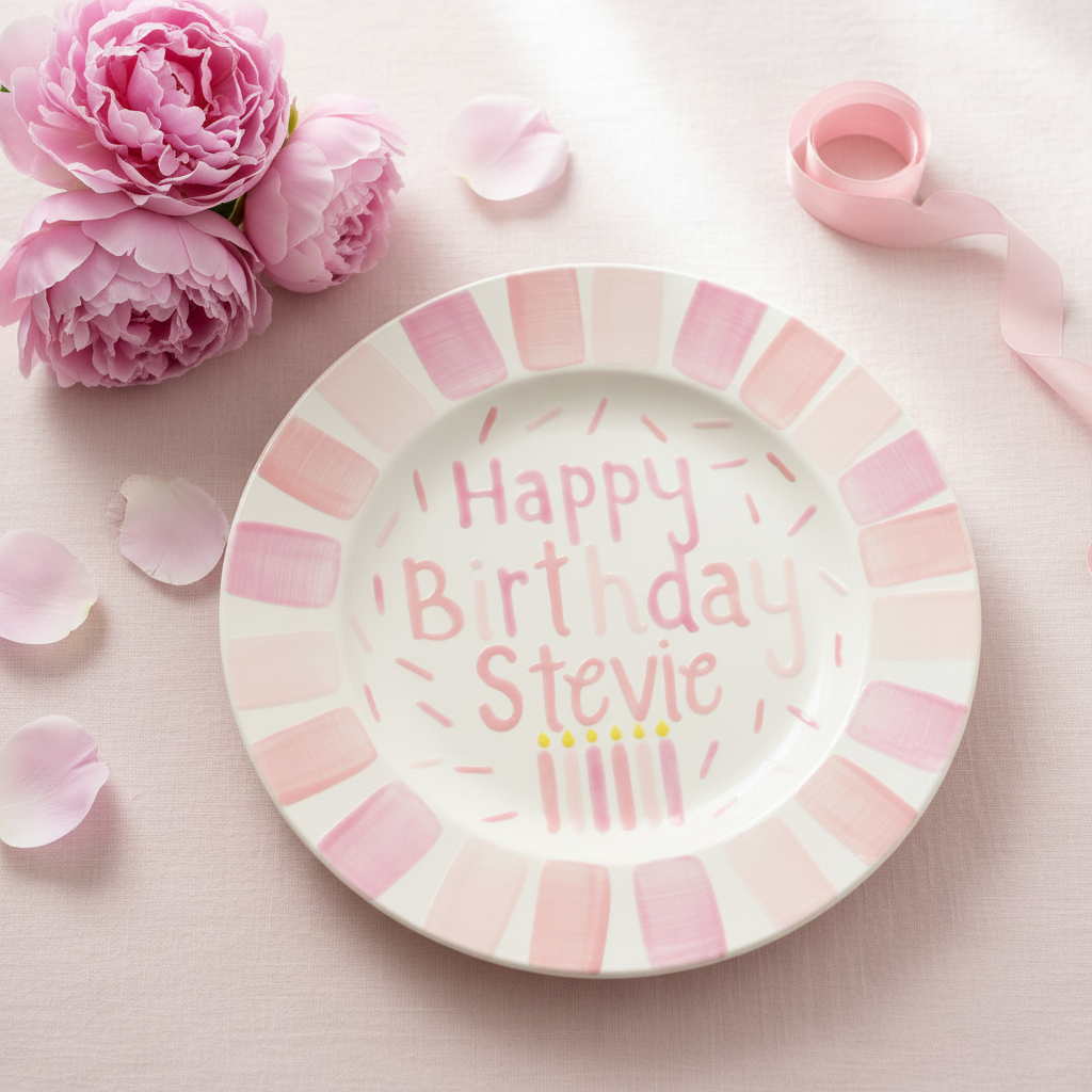 Personalized Smash Cake Plate: Hand-Painted Ceramic First Birthday Keepsake