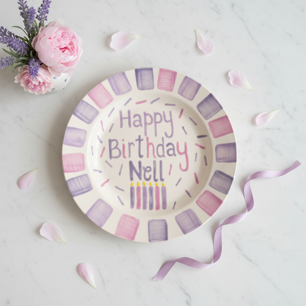 Personalized Smash Cake Plate: Hand-Painted Ceramic First Birthday Keepsake