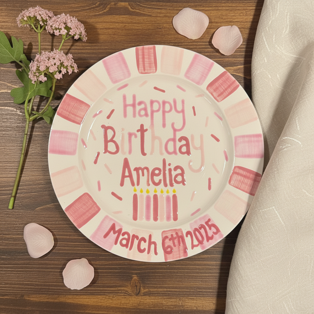 Personalized Keepsake Plate for Baby’s First Birthday – Custom Name & Date