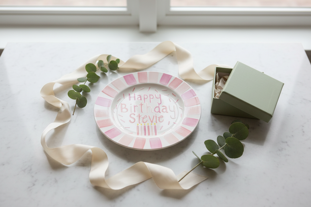 Personalized Keepsake Plate for Baby’s First Birthday – Custom Name & Date