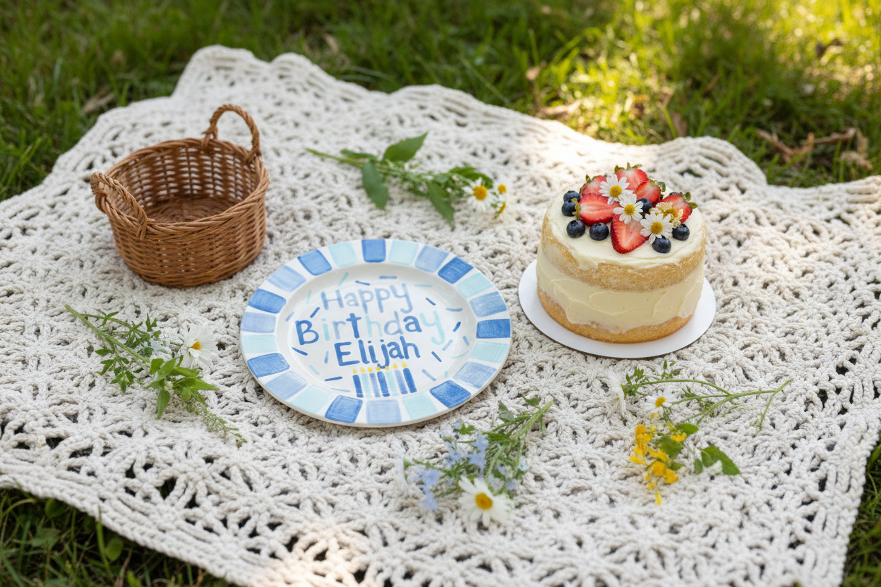 Personalized Smash Cake Plate: Hand-Painted Ceramic First Birthday Keepsake